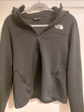 The North Face Womens Windwall Black Full Zip Jacket Large Flaw